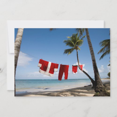 Santas Laundry On Beach Holiday Card