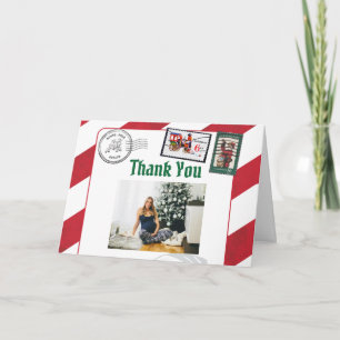 Santa's Letter Postmark North Pole Reindeer Photo Letterpress Thank You Card