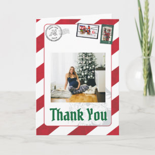Santa's Letter PostmarkNorth Pole Reindeer Photo Letterpress Thank You Card