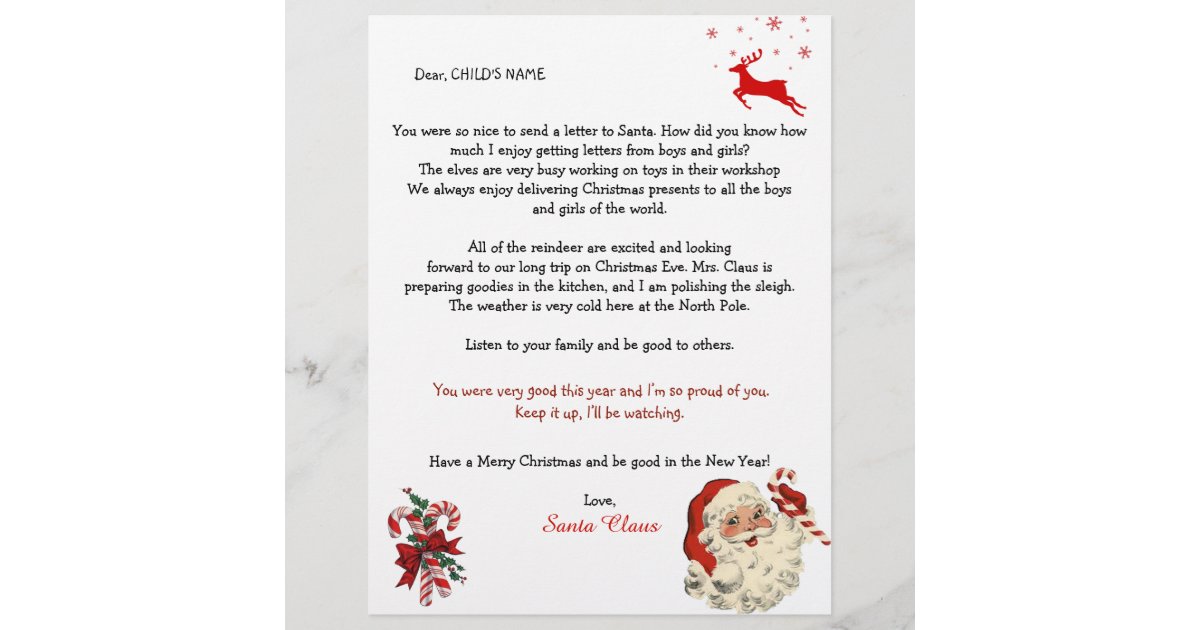 Santa's Letter to Children, Reindeer Candy Canes | Zazzle