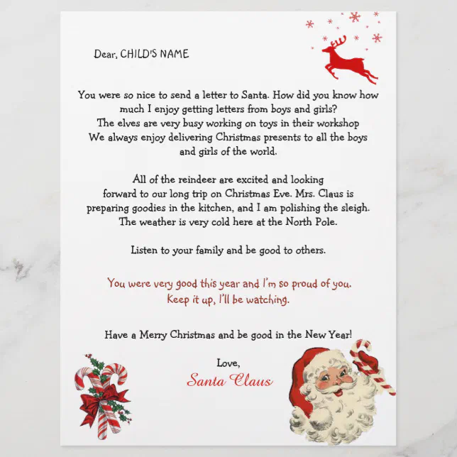 Santa's Letter to Children, Reindeer Candy Canes | Zazzle