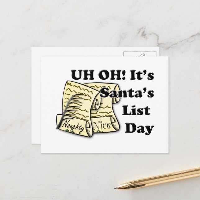 Santa's List Day Holiday Postcard (Front/Back In Situ)