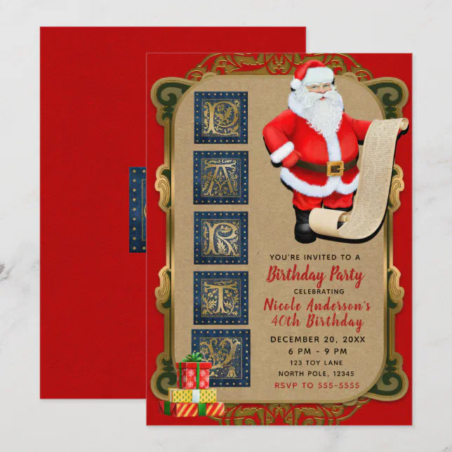 Santa's List North Pole Christmas Birthday Party Invitation | Zazzle