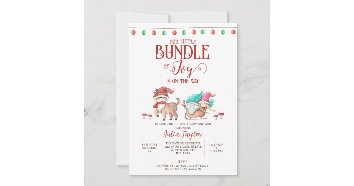 Santa's Little Bundle of Joy, Winter Baby Shower Invitation | Zazzle