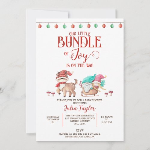 Santas Little Bundle of Joy Winter Baby Shower Invitation