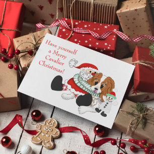 Santa's Little Cavalier King Charles Christmas Holiday Card