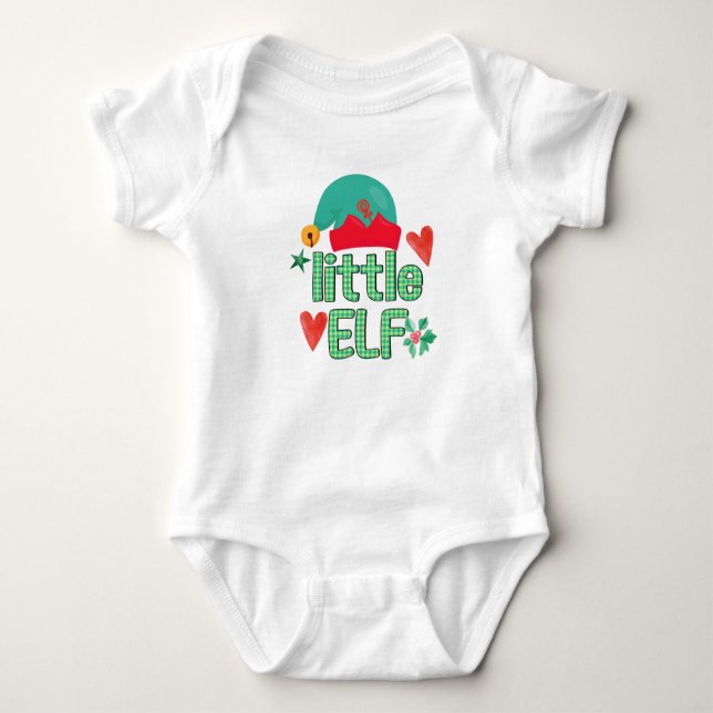 Santa's Little Elf Bodysuit - Funny Christmas Baby (Front)
