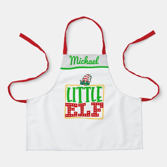 Santas Little Elf Helper Apron - Personalized Kids (Front)