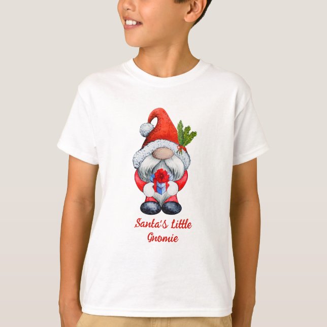 Santa's Little Gnomie Red Boy Gnome T-Shirt (Front)