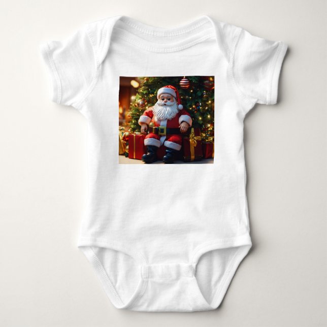 "Santa's Little Helper: Adorable Printed Baby Jump Baby Bodysuit (Front)