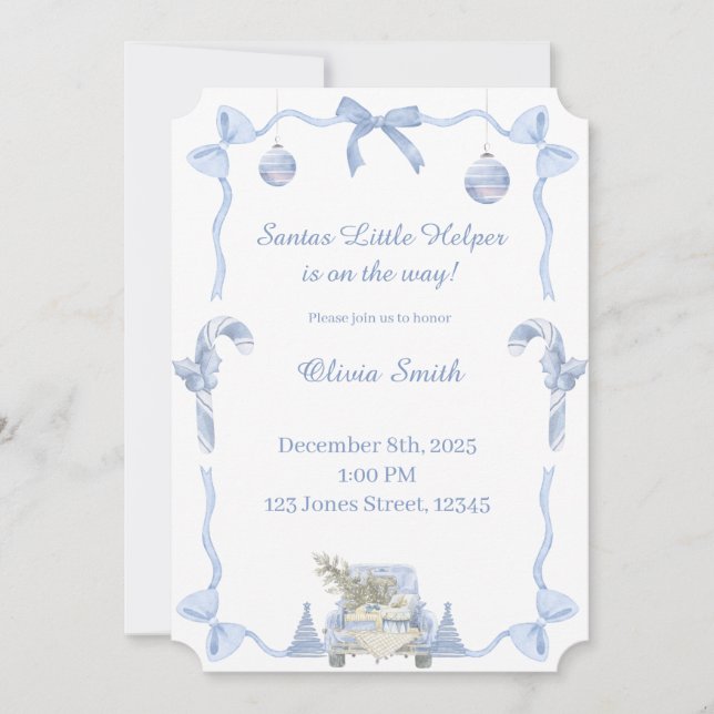 Santas Little Helper Bay Shower Invitation (Front)