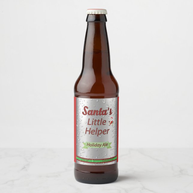 Santa's Little Helper Beer Can Beer Bottle Label (Front)