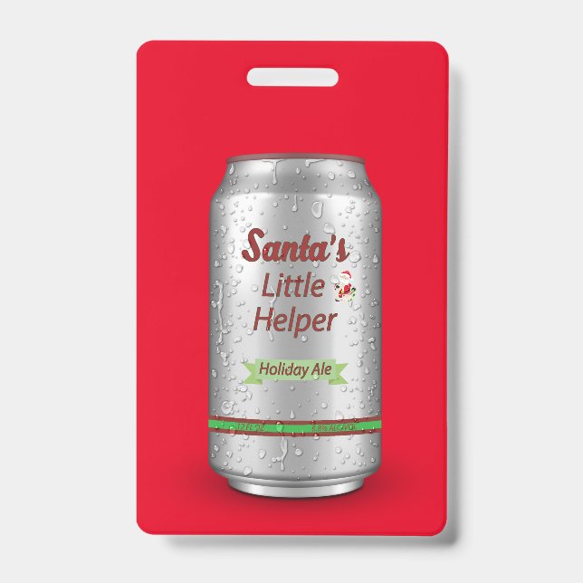 Santa's Little Helper Beer Can Custom Badge (Front)