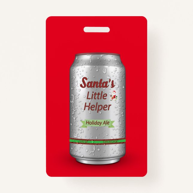 Santa's Little Helper Beer Can Custom Badge (Front)