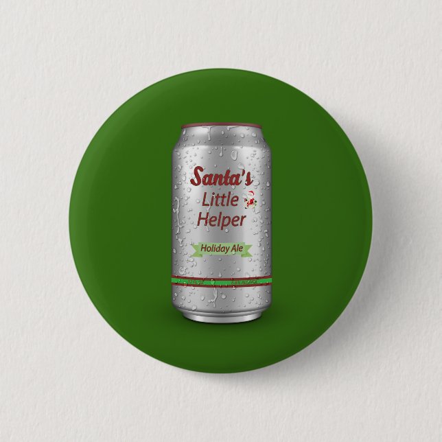 Santa's Little Helper Beer Can Pinback Button (Front)