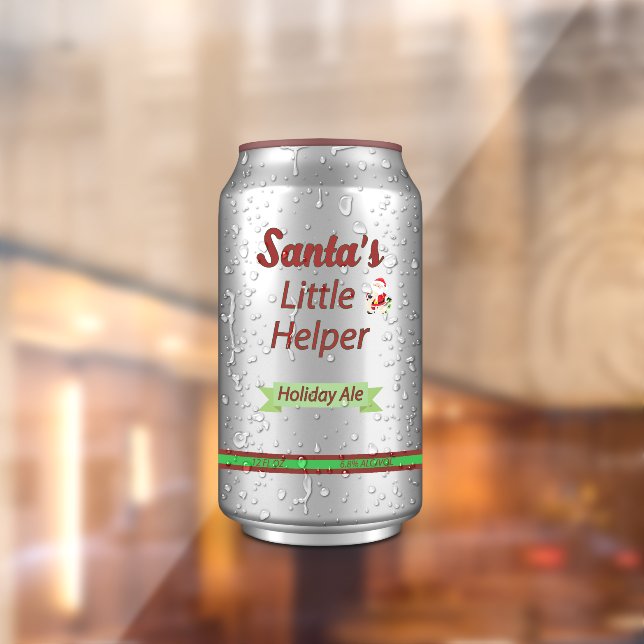 Santa's Little Helper Beer Can  Window Cling (Sheet 2)