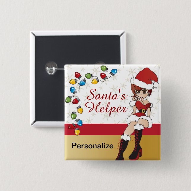 Santa's Little Helper Button (Front & Back)