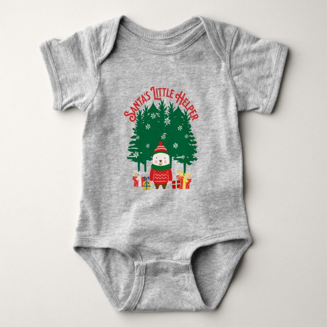 Santa's Little Helper Christmas Baby Bodysuit (Front)