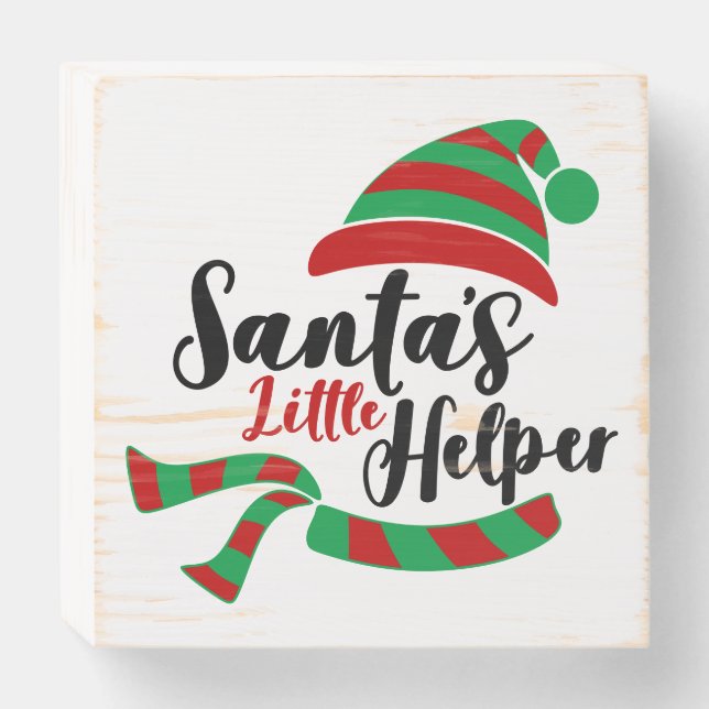 Santa's Little Helper Christmas Wooden Box Sign (Front Horizontal)
