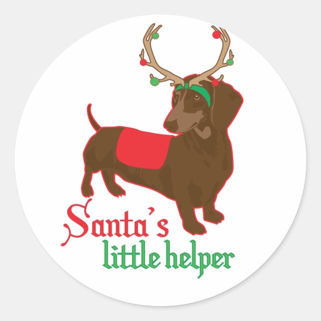 santas little helper classic round sticker (Front)