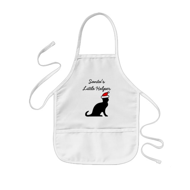 Santa's little helper cute cat Christmas Holiday Kids' Apron (Front)