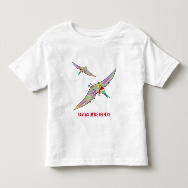 Santas Little Helper Cute Dinosaur Christmas Toddler T-shirt (Front)