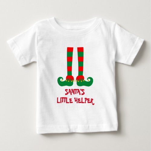 Santas Little Helper Cute elf feet kids Christmas Baby T_Shirt