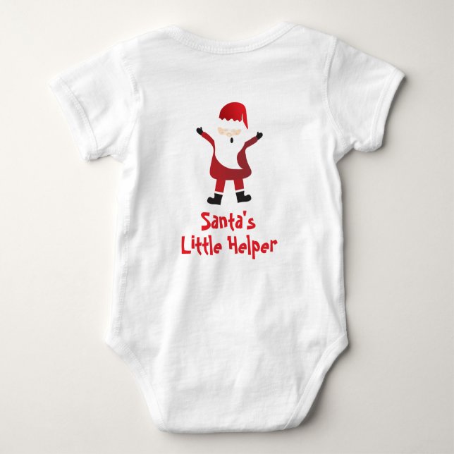 Santas Little Helper Cute Santa Claus Red Baby Bodysuit (Back)