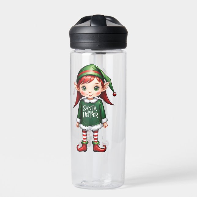 Santas Little Helper Elf Festive Christmas Water Bottle (Front)