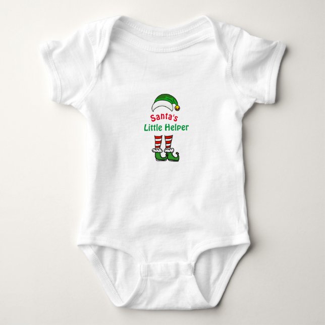 Santa's Little Helper Elf Hat and Leggings Baby Bodysuit (Front)
