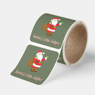 Santa's Little Helper Jolly St Nick Sack of Gifts Square Sticker