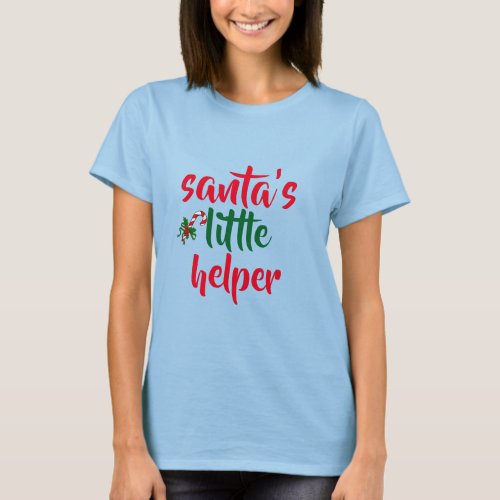 santas little helper kids shirt_design pink T_Shirt
