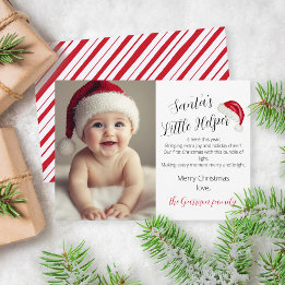 Santa's Little Helper Peppermint Stripe Christmas Holiday Card