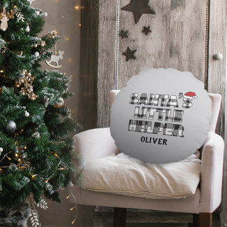 Santa's Little Helper Personalized Round Pillow