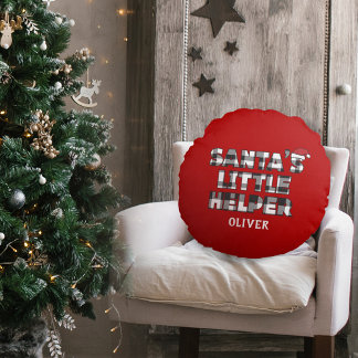 Santa's Little Helper Personalized Round Pillow