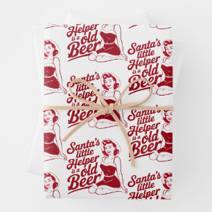 Santa's Little Helper Snarky Christmas Sarcastic Wrapping Paper Sheets