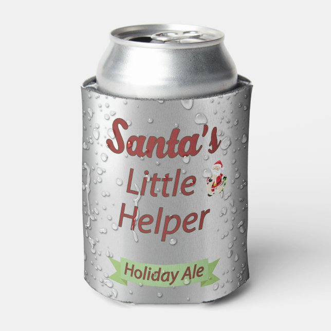Santa's Little Helper Sweating Beer Can   Cooler (Can Front)