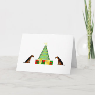 Santa's little helpers Airedale Christmas card