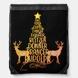 SANTA'S LITTLE HELPERS CHRISTMAS TREE    DRAWSTRING BAG