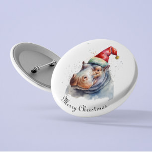 Santa's Little Hippo, custom Button