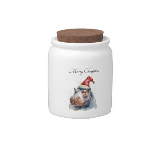 Santa's Little Hippo, custom Candy Jar