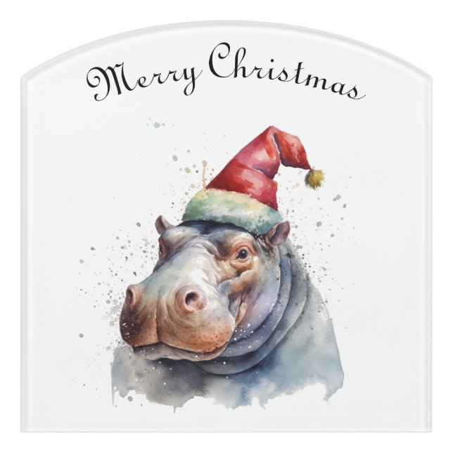 Santa's Little Hippo, custom Door Sign (Contour Front)