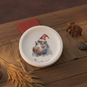 Santa's Little Hippo, custom Paper Plates