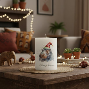 Santa's Little Hippo, custom Pillar Candle
