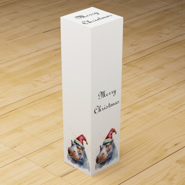 Santa's Little Hippo, custom Wine Box (Front)