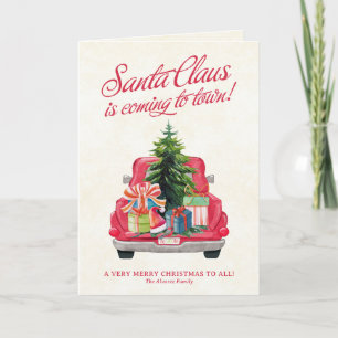 Santa's Little Red Truck & Christmas Tree Note Card