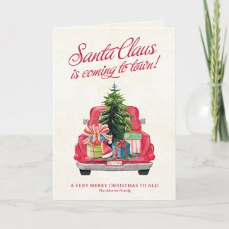 Santa's Little Red Truck & Christmas Tree Note Card