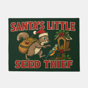 Santa's Little Seed Thief Christmas Doormat