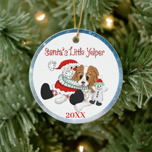 Santas Little Yelper Cavalier King Charles Cerami Ceramic Ornament