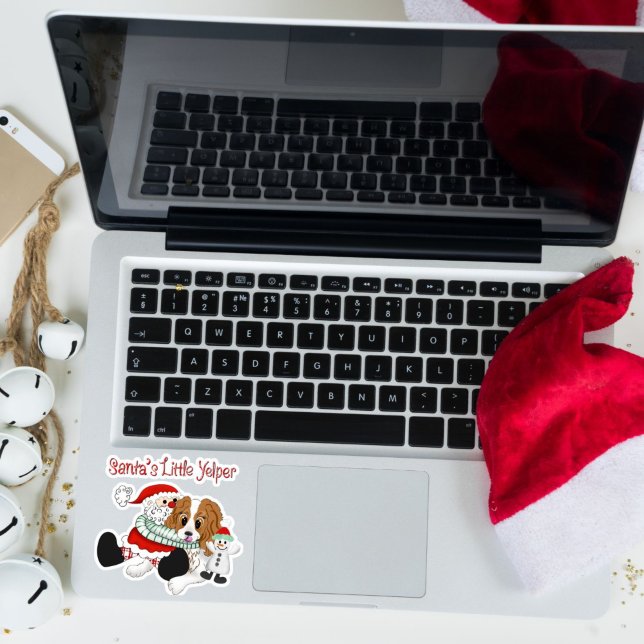 Santa's Little Yelper Cavalier King Charles  Sticker (Creator Uploaded)
